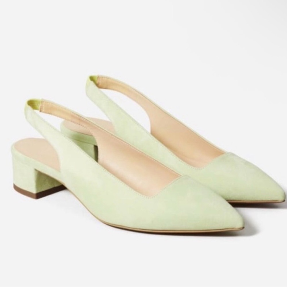 NIB Everlane The Editor Slingback in Spearmint Suede Size 7.5
